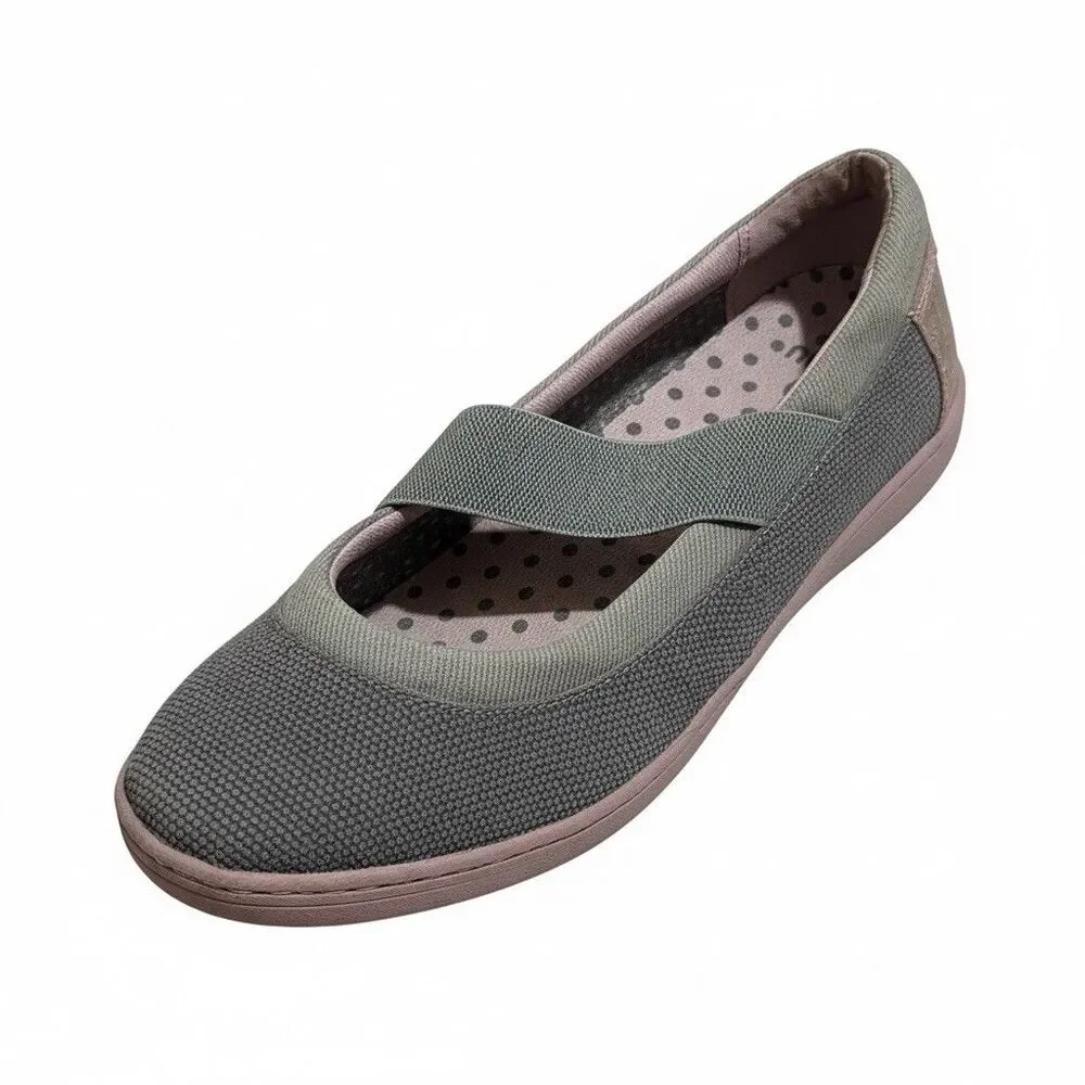 Ahnu by Teva Telegraph Women's Size 10 Mary Jane Flats Grey Pink Polka Dot Sport